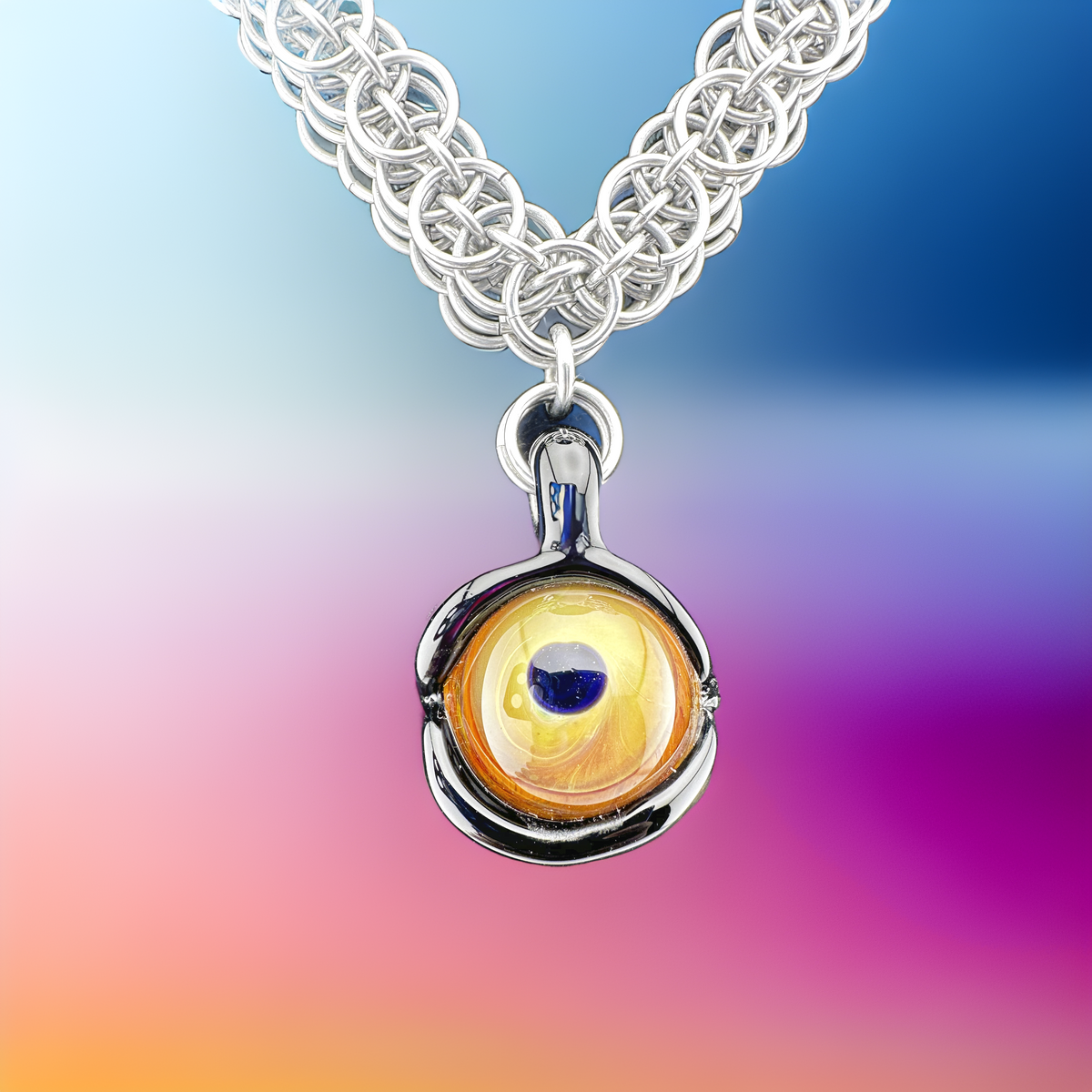 Eye pendant with custom chain MalcolmFordGlass