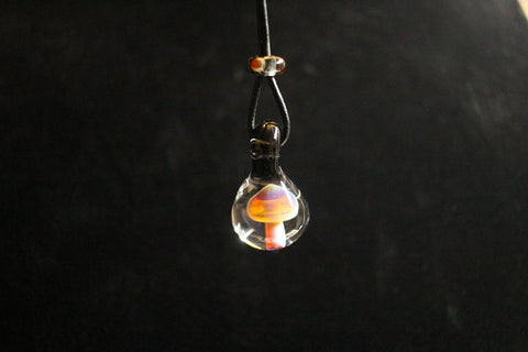 Handmade glass mushroom pendant